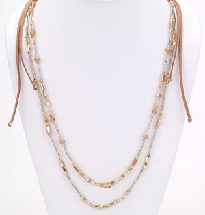 Long Double Beaded Strand Necklace