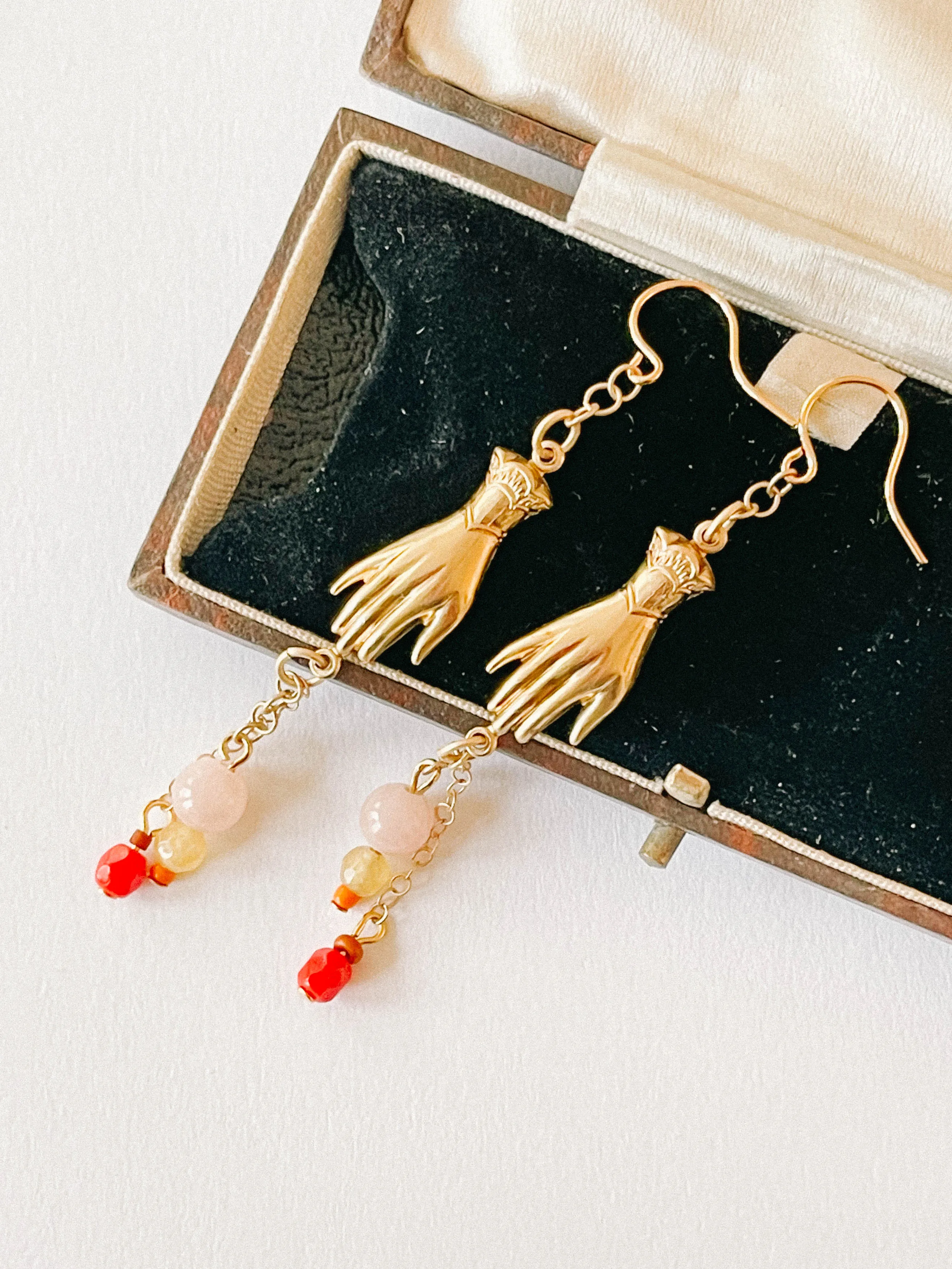 Long Hand Charm Earrings-WS