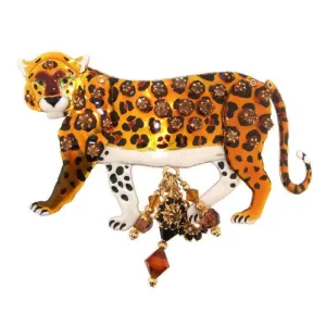 Lunch at the Ritz Leopard brooch pin enamel