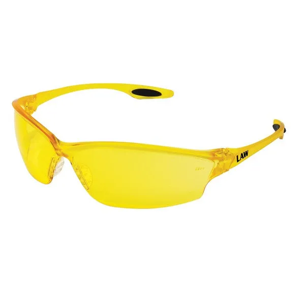 LW214 MCR Safety Law LW2 Series Safety Glasses, Amber Lens, Nylon Amber Temple