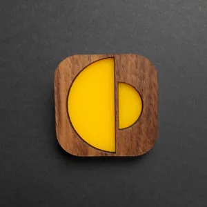 MANGO Acrylic & Walnut Brooch