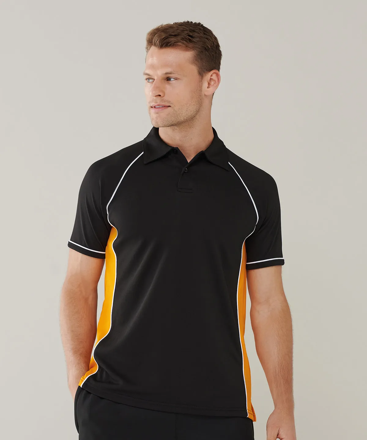 Maroon/Amber/Amber - Piped performance polo