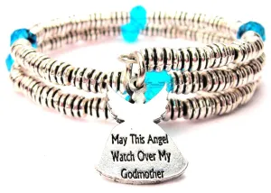 May This Angel Watch Over My Godmother Curly Coil Wrap Style Bangle Bracelet