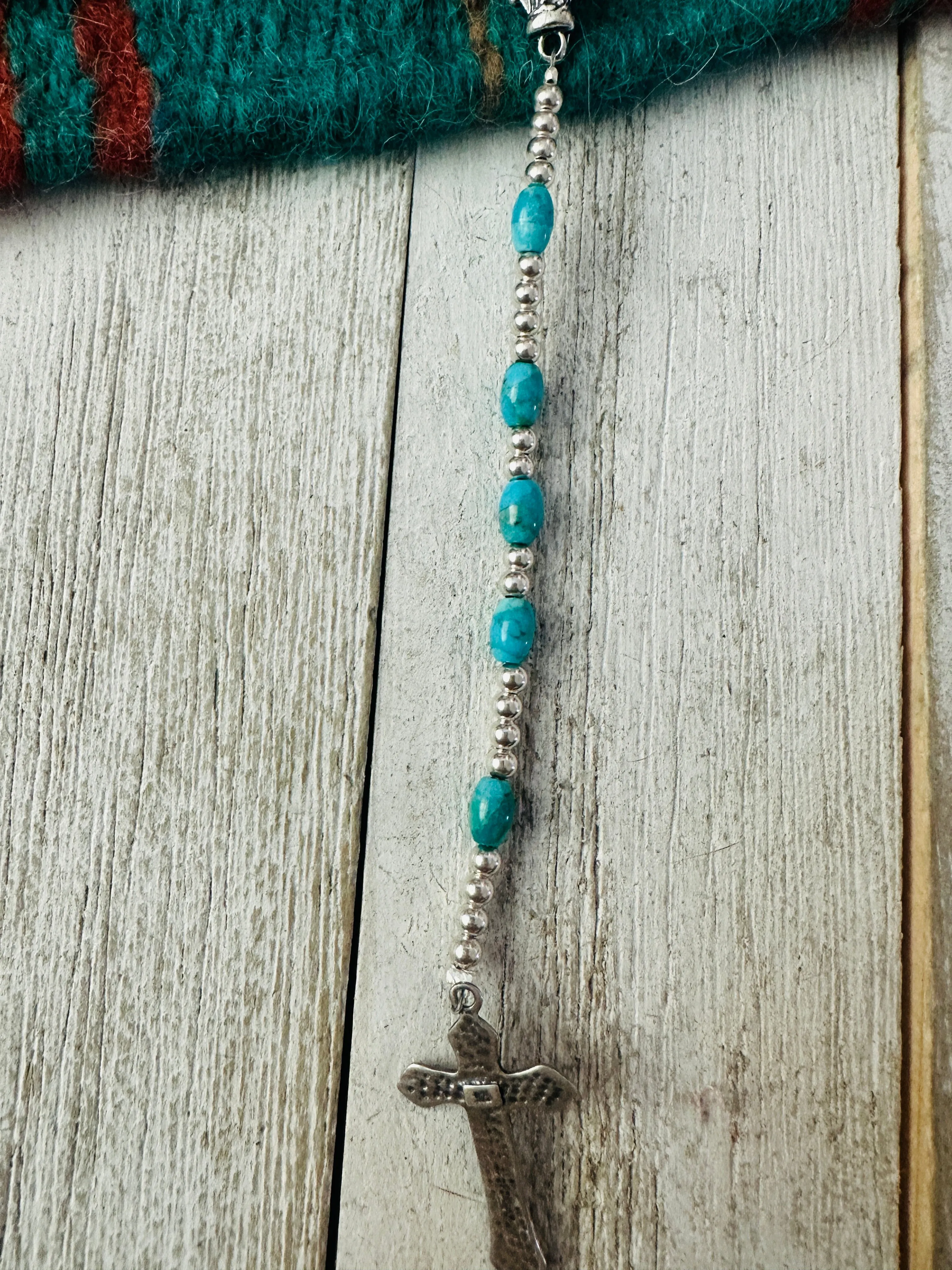 Navajo Turquoise & Sterling Silver Beaded Rosary Necklace