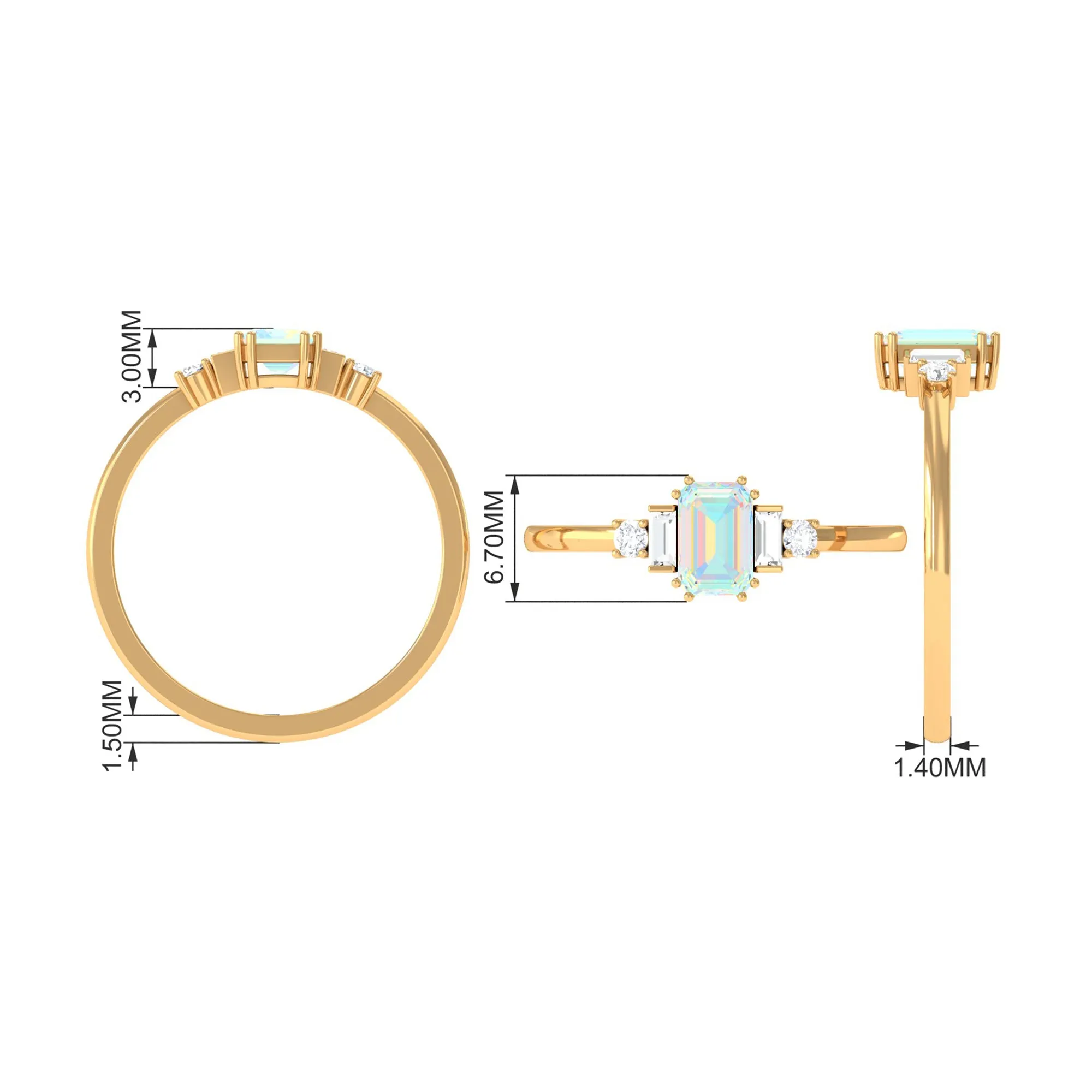 Octagon Cut Ethiopian Opal Solitaire Ring with Diamond