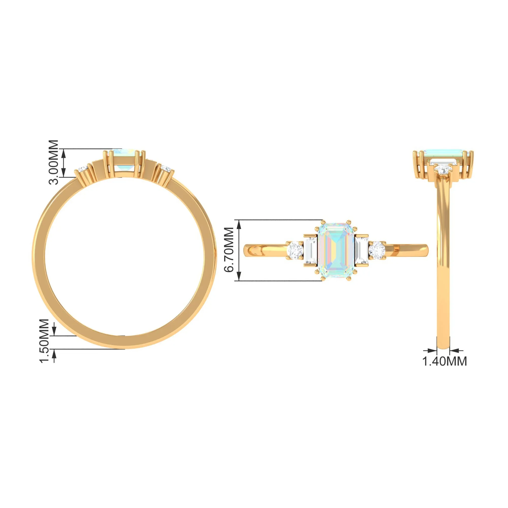 Octagon Cut Ethiopian Opal Solitaire Ring with Diamond