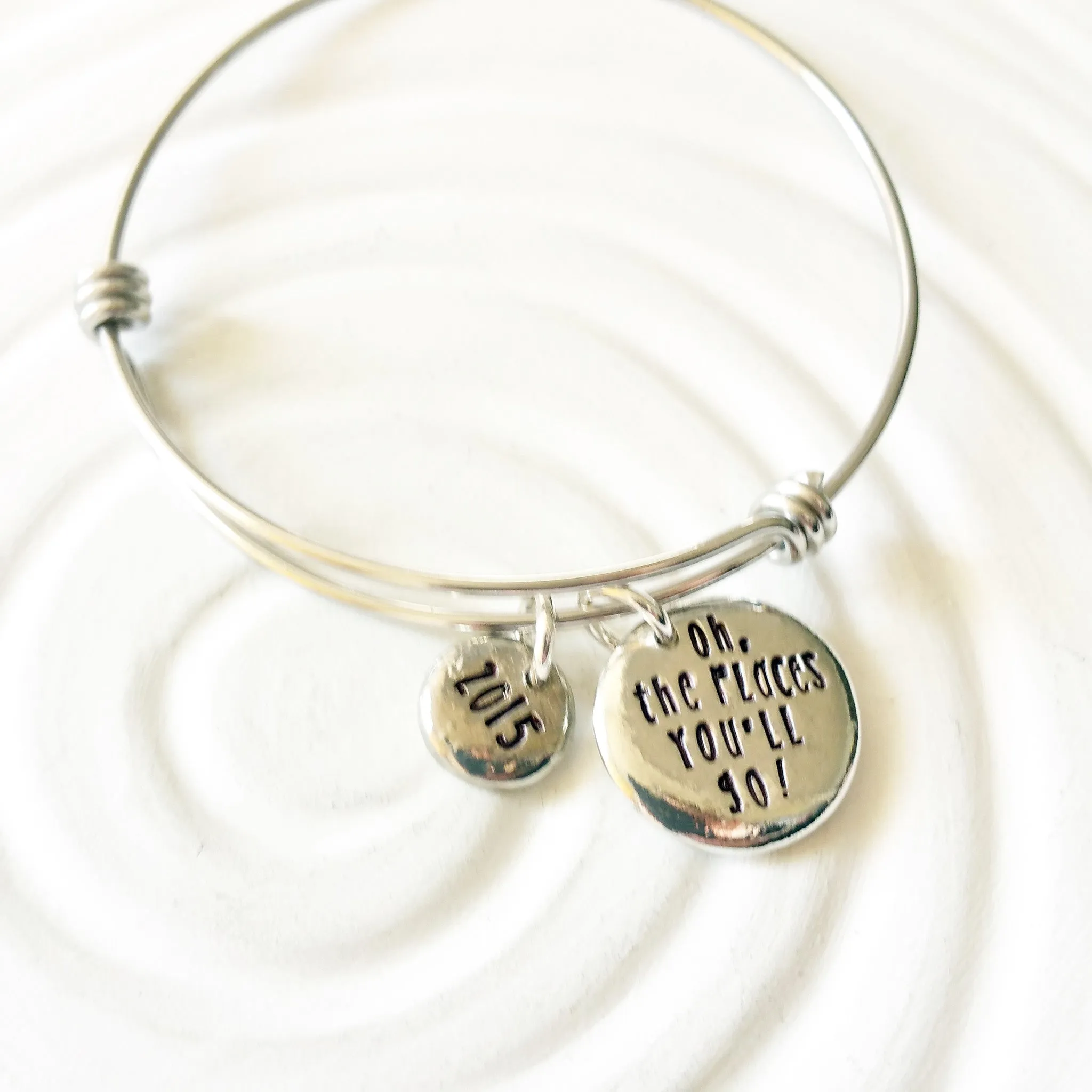 Oh, The Places You'll Go! | Adjustable Bangle Bracelet | Graduation Gift