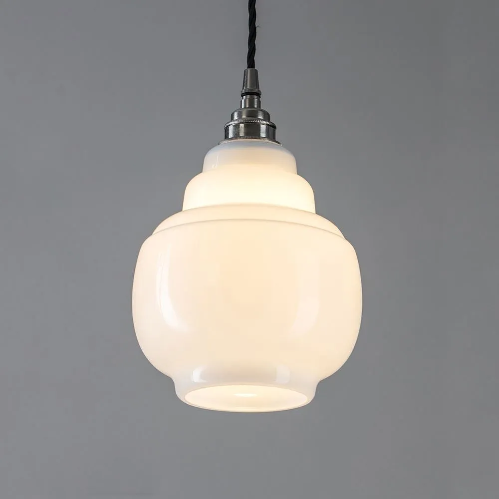 Old School Electric Barrel Opal Glass Pendant Light