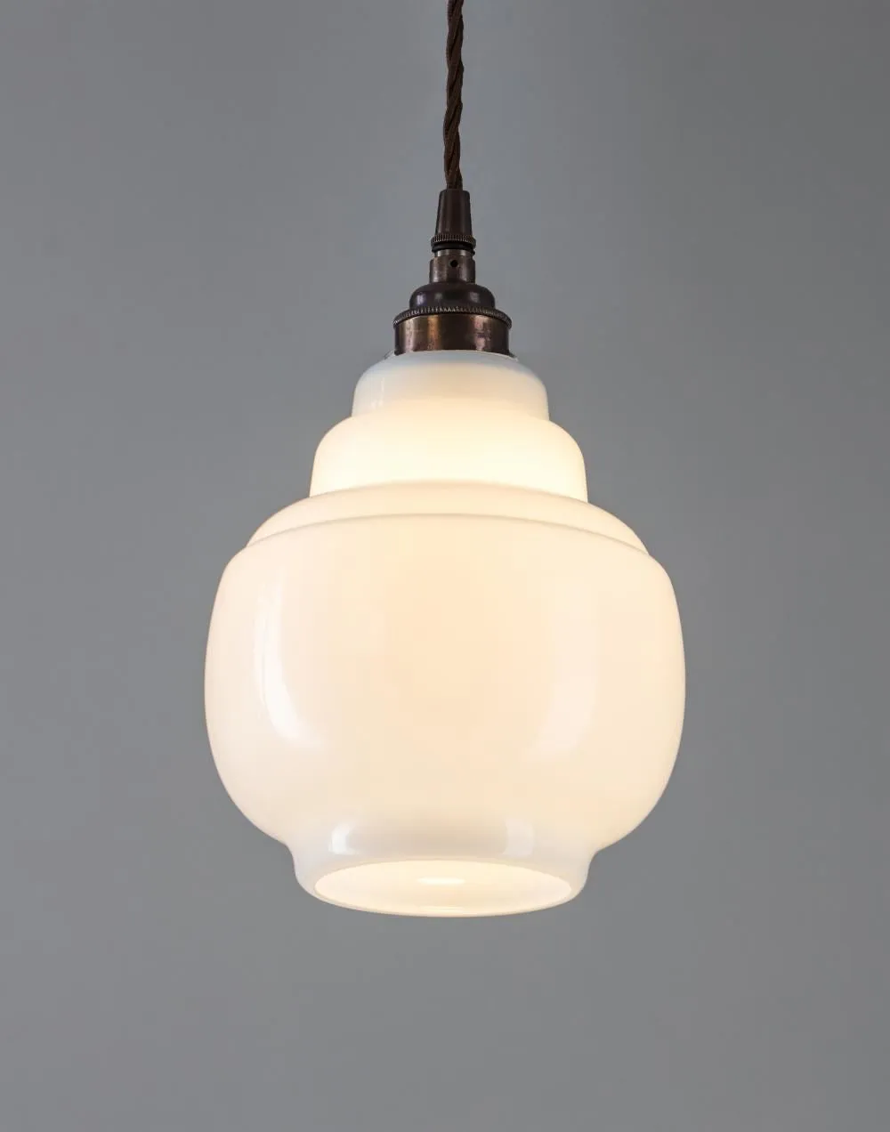 Old School Electric Barrel Opal Glass Pendant Light