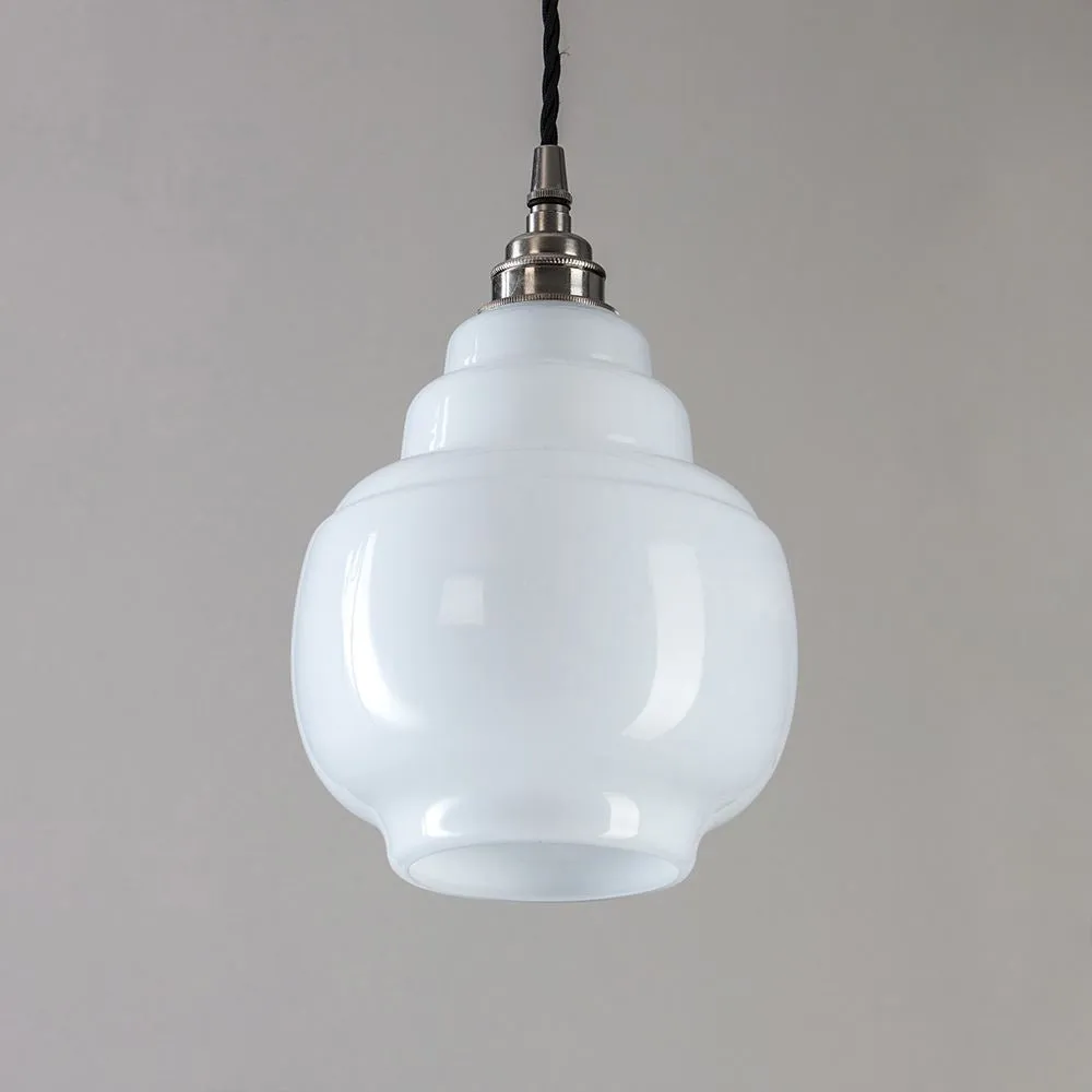 Old School Electric Barrel Opal Glass Pendant Light