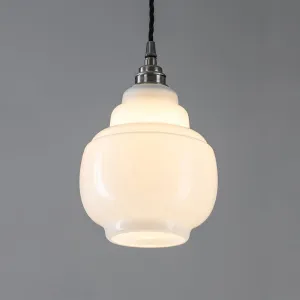 Old School Electric Barrel Opal Glass Pendant Light