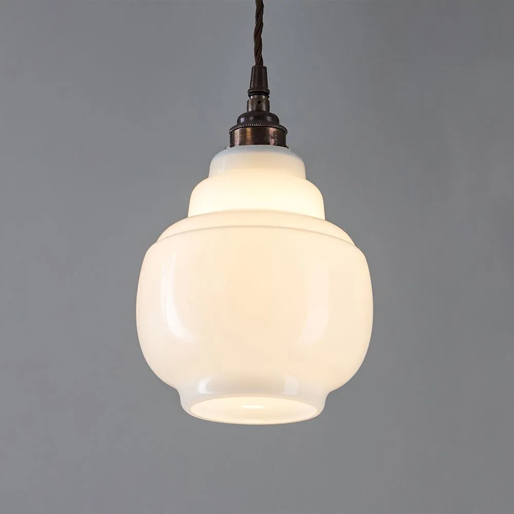 Old School Electric Barrel Opal Glass Pendant Light