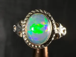 OPAL RING - Sterling Silver, Size 6.5 - Ethiopian Opal Rings for Women, Bridal Jewelry, Welo Opal, 51748