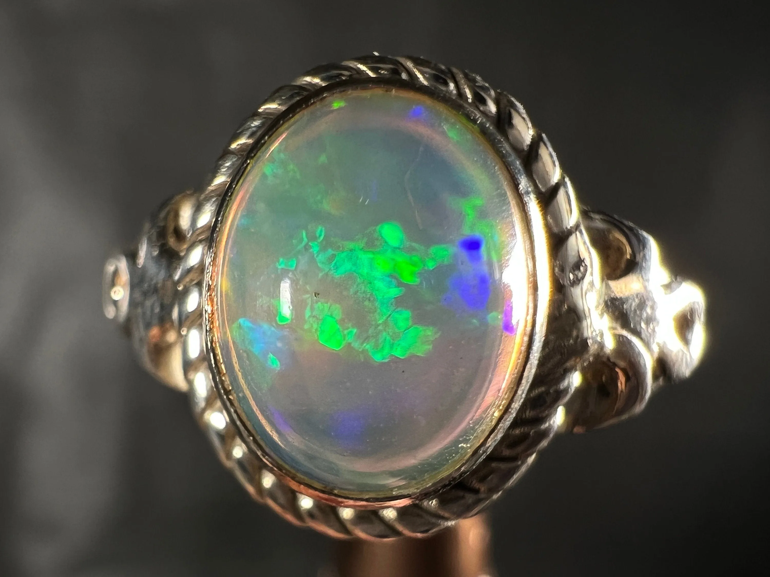 OPAL RING - Sterling Silver, Size 6.5 - Ethiopian Opal Rings for Women, Bridal Jewelry, Welo Opal, 51748