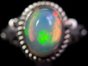 OPAL RING - Sterling Silver, Size 9.5 - Ethiopian Opal Rings for Women, Bridal Jewelry, Welo Opal, 49167