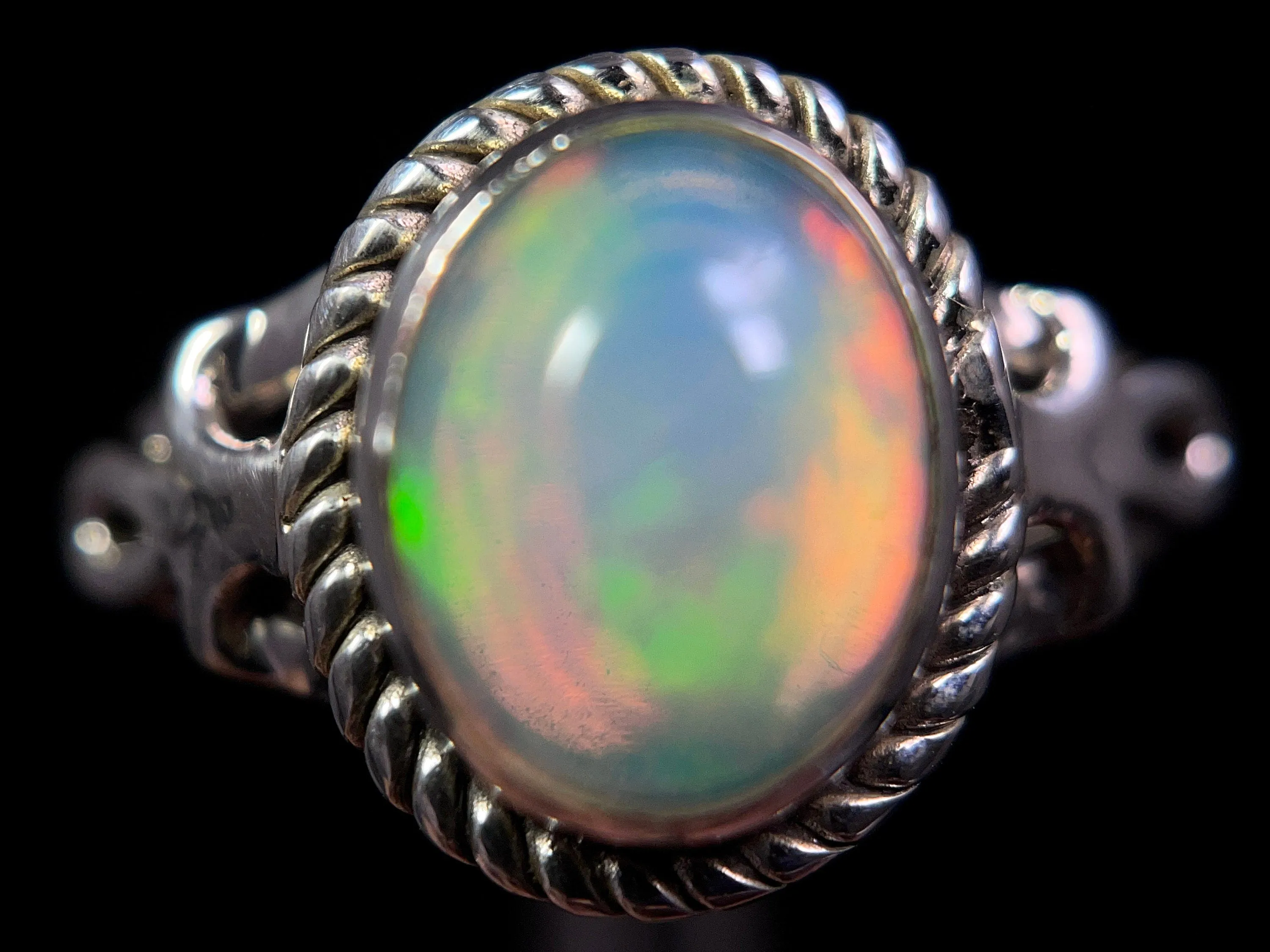 OPAL RING - Sterling Silver, Size 9.5 - Ethiopian Opal Rings for Women, Bridal Jewelry, Welo Opal, 49167