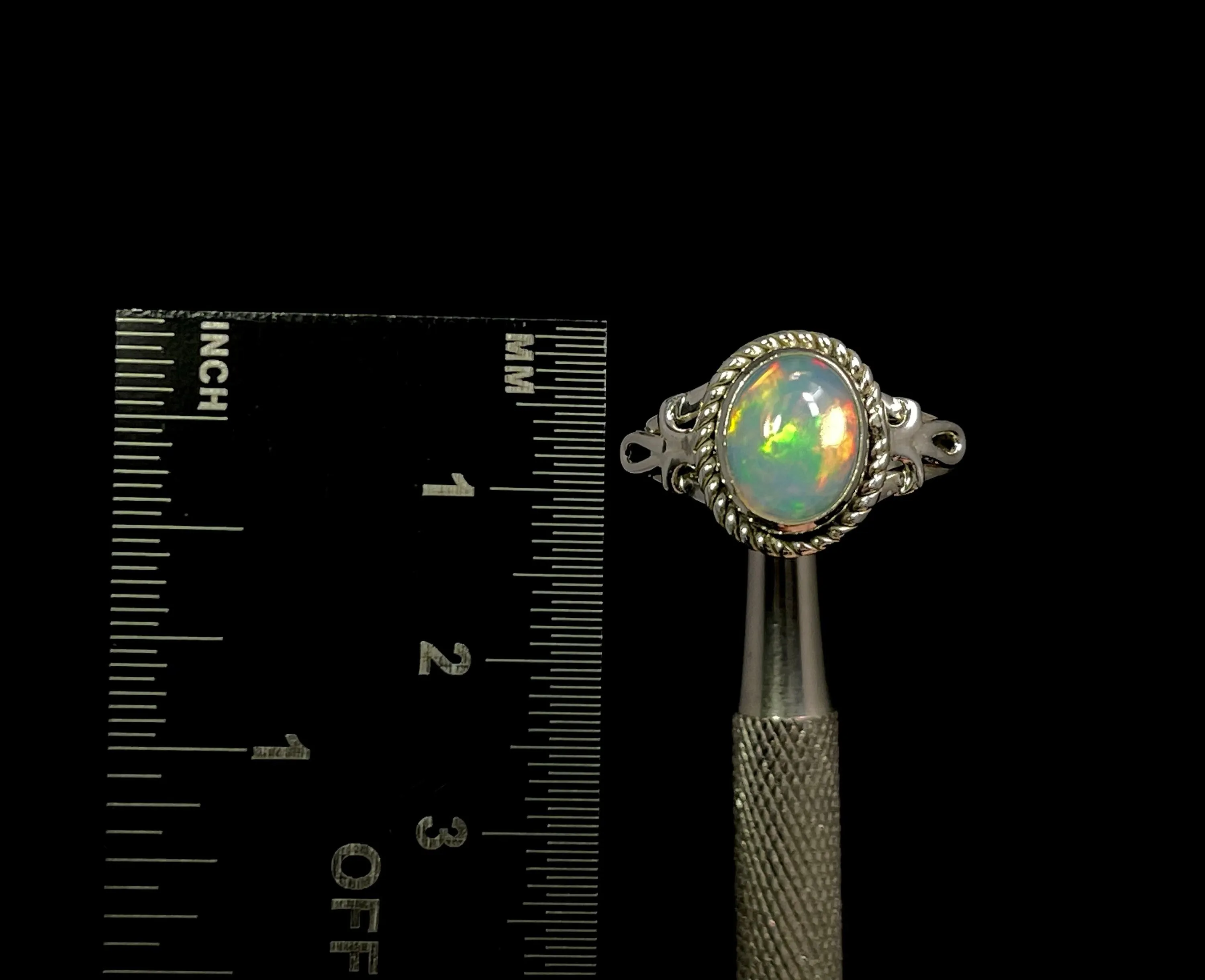 OPAL RING - Sterling Silver, Size 9.5 - Ethiopian Opal Rings for Women, Bridal Jewelry, Welo Opal, 49167