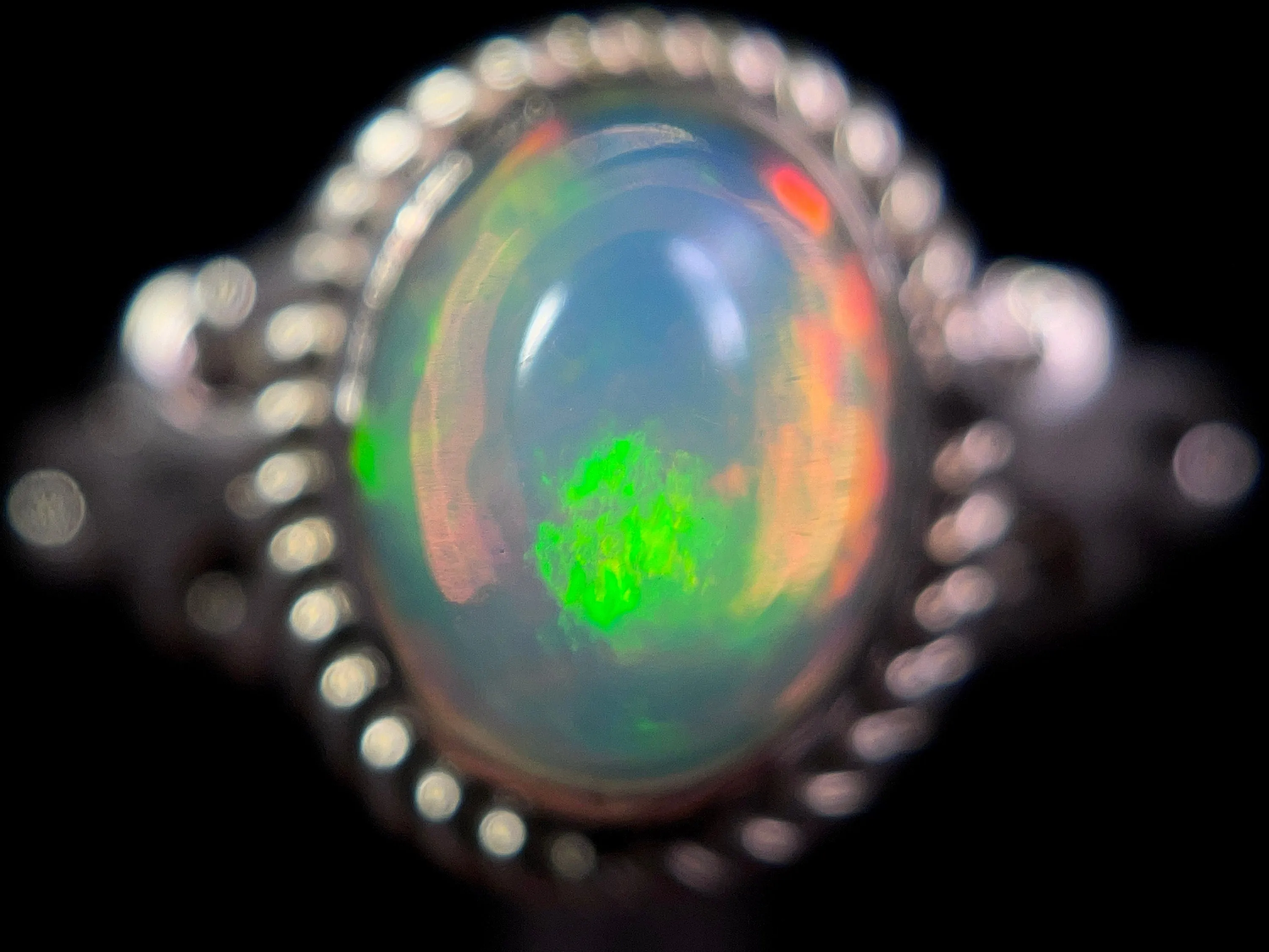 OPAL RING - Sterling Silver, Size 9.5 - Ethiopian Opal Rings for Women, Bridal Jewelry, Welo Opal, 49167