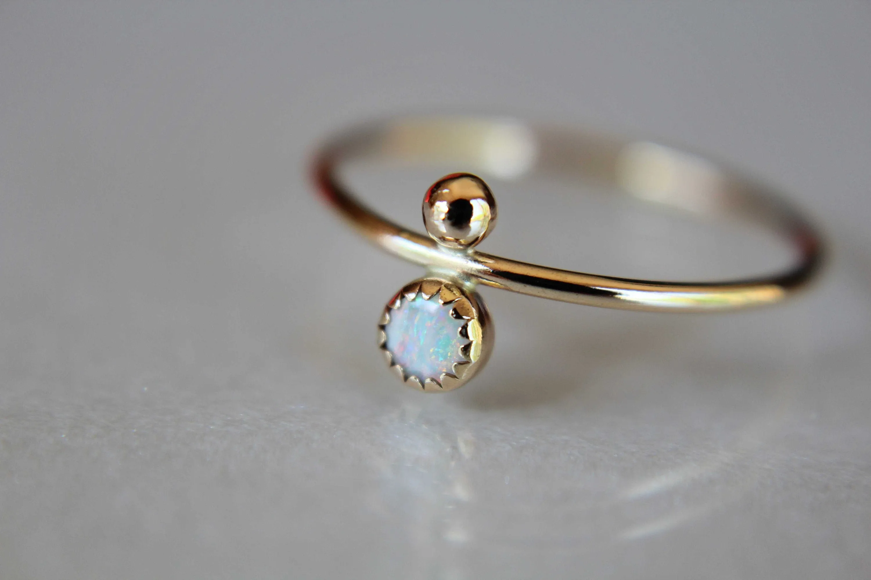 Opal Stacking Ring, Slim Ring, Stacking Gemstone Ring, Opal Rings, Unique Rings, Wisper Gemstone Rings, Gift, White Opal, Genuine, Gift