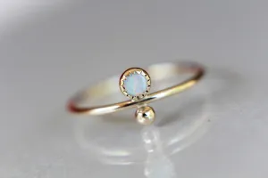 Opal Stacking Ring, Slim Ring, Stacking Gemstone Ring, Opal Rings, Unique Rings, Wisper Gemstone Rings, Gift, White Opal, Genuine, Gift