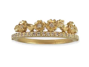 Pavé Diamond Wedding Band with Floral Tiara