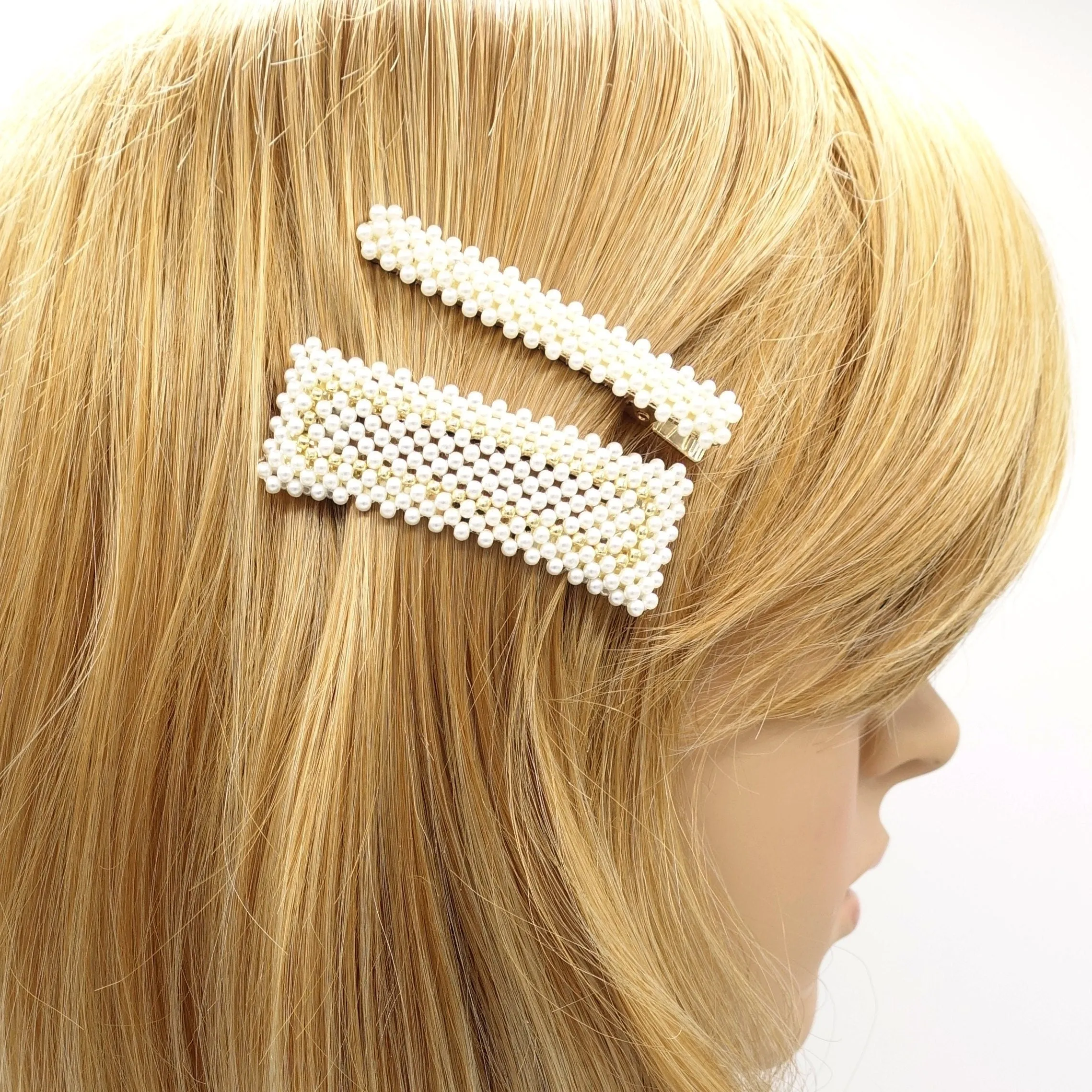 pearl beaded hair clip set