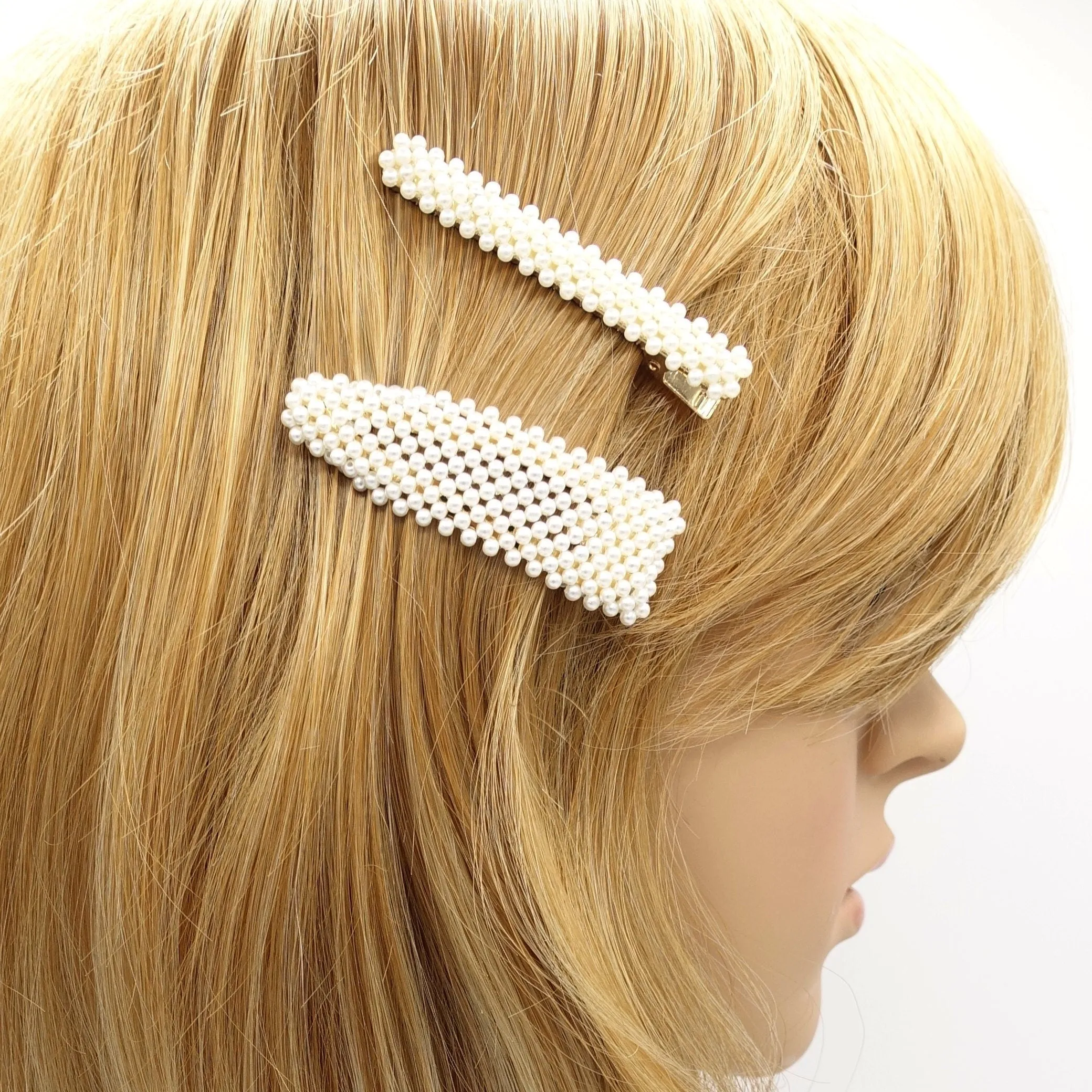 pearl beaded hair clip set