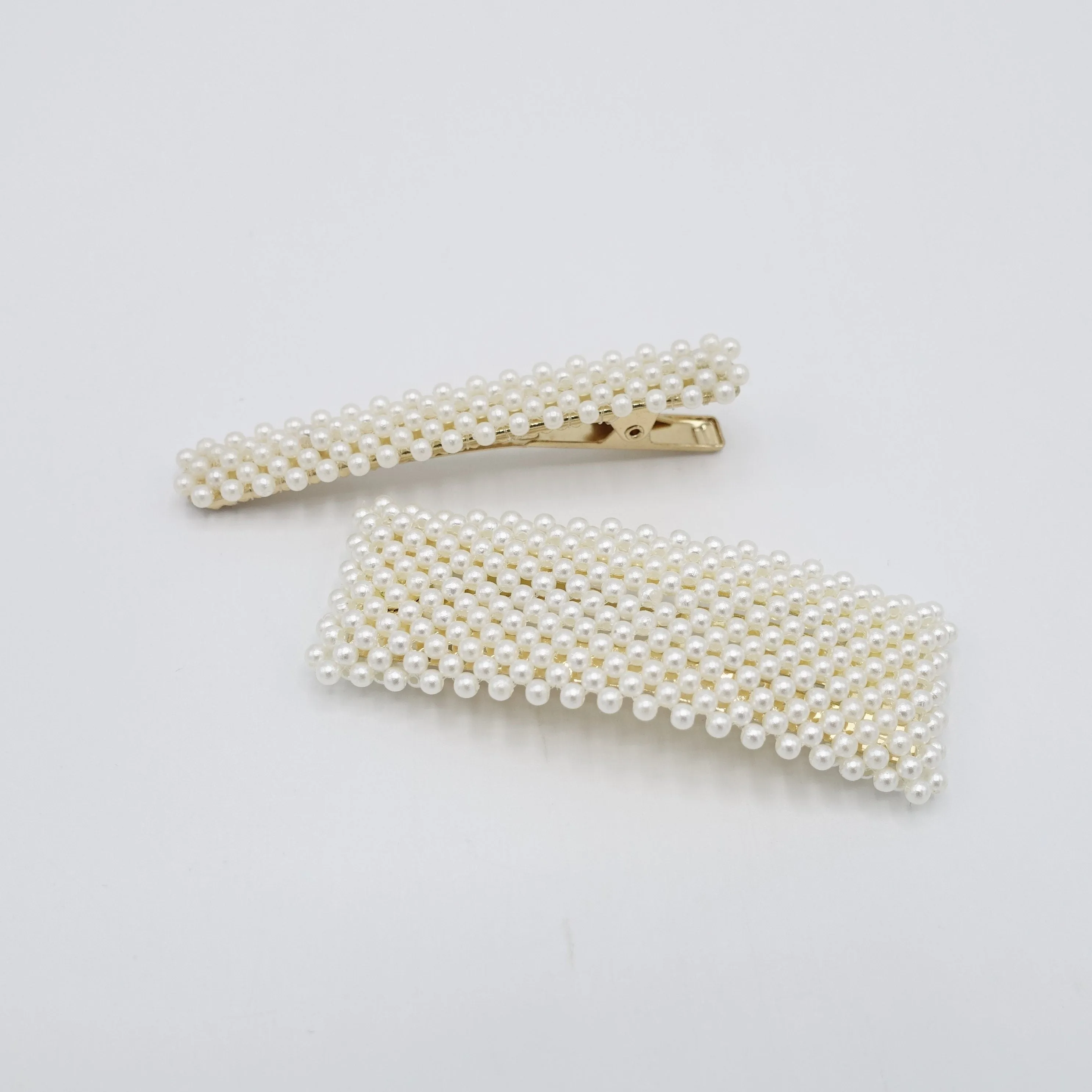 pearl beaded hair clip set