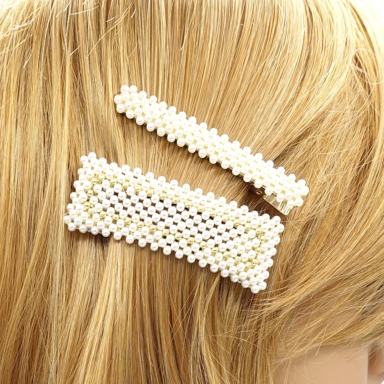 pearl beaded hair clip set