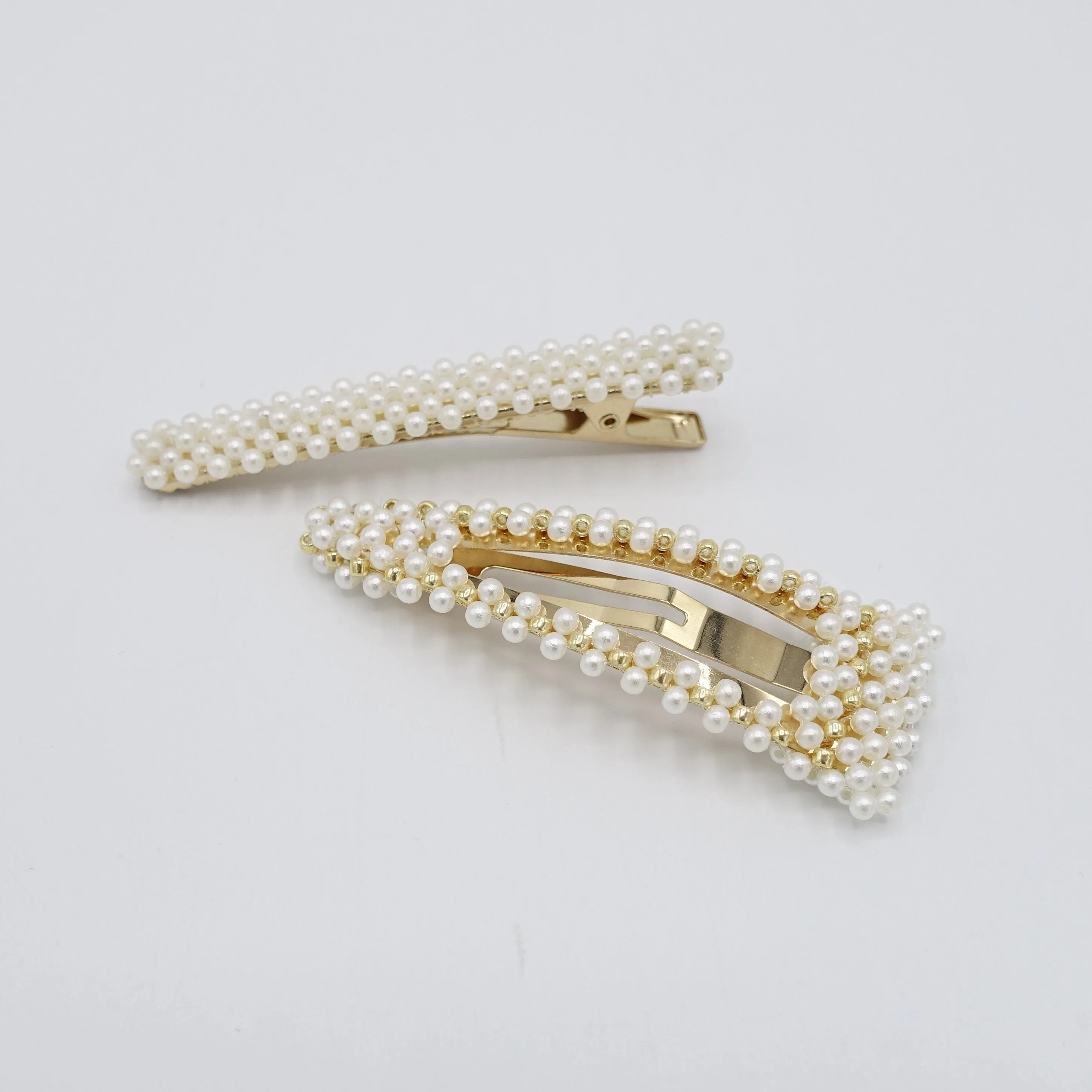 pearl beaded hair clip set