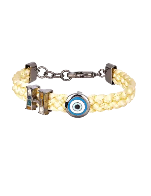 Personalised Unisex Infini Thread of Protego Bracelet - Daffodil Yellow and Gunmetal