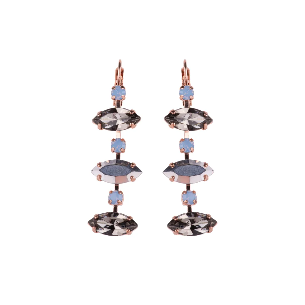 Petite and Marquise Dangle Earrings in "Morning Mist" - Rose Gold