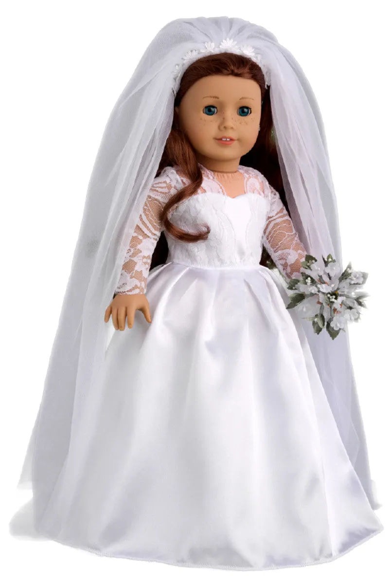 Princess Kate - Clothes for 18 inch Doll - Royal Wedding Dress with White Shoes, Bouquet and Tulle Veil