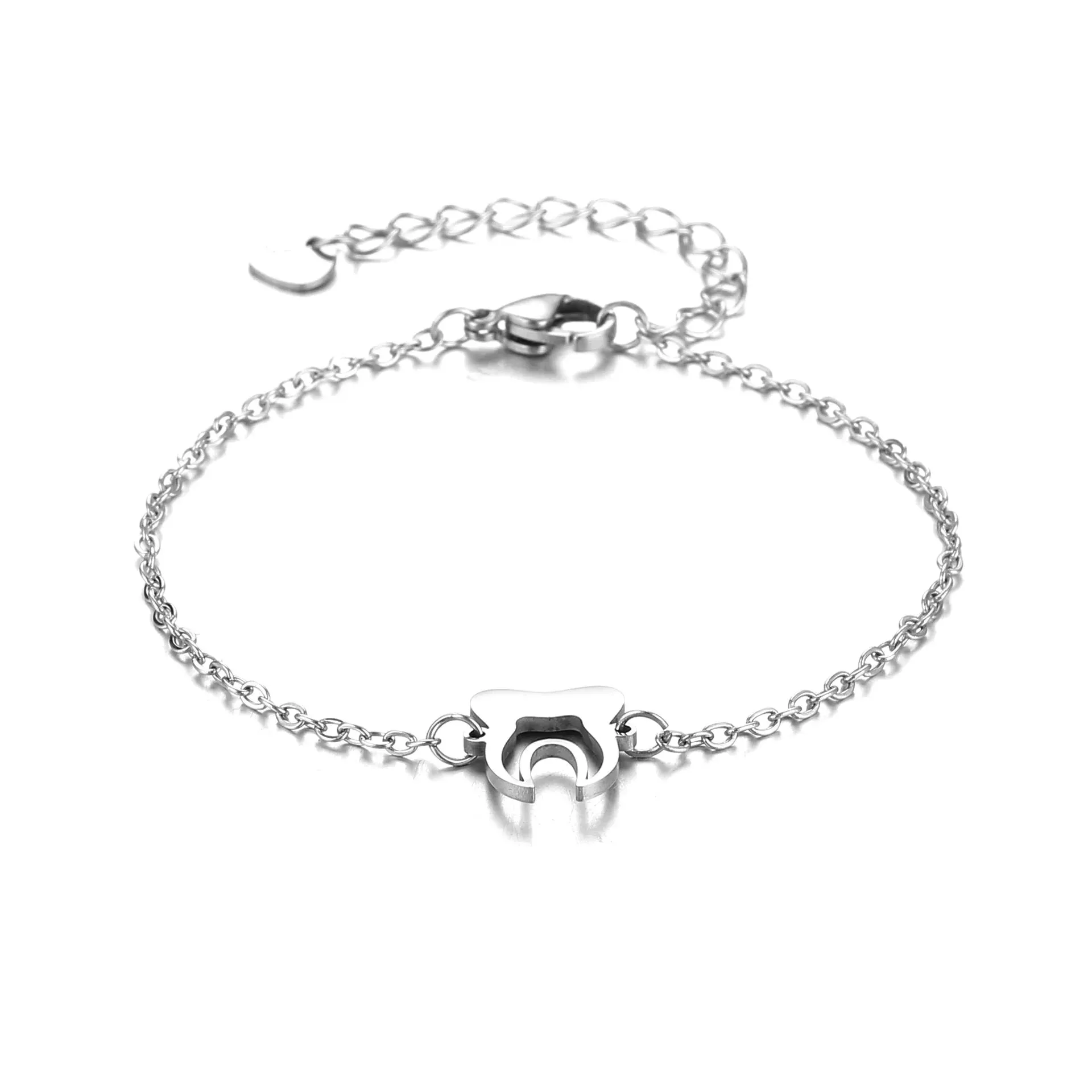 Punk Dentist Tooth Charm Bracelet Jewelry for Women Cool Trendy Stainless Steel Chain Bracelet Bangles Party Pulseras Mujer