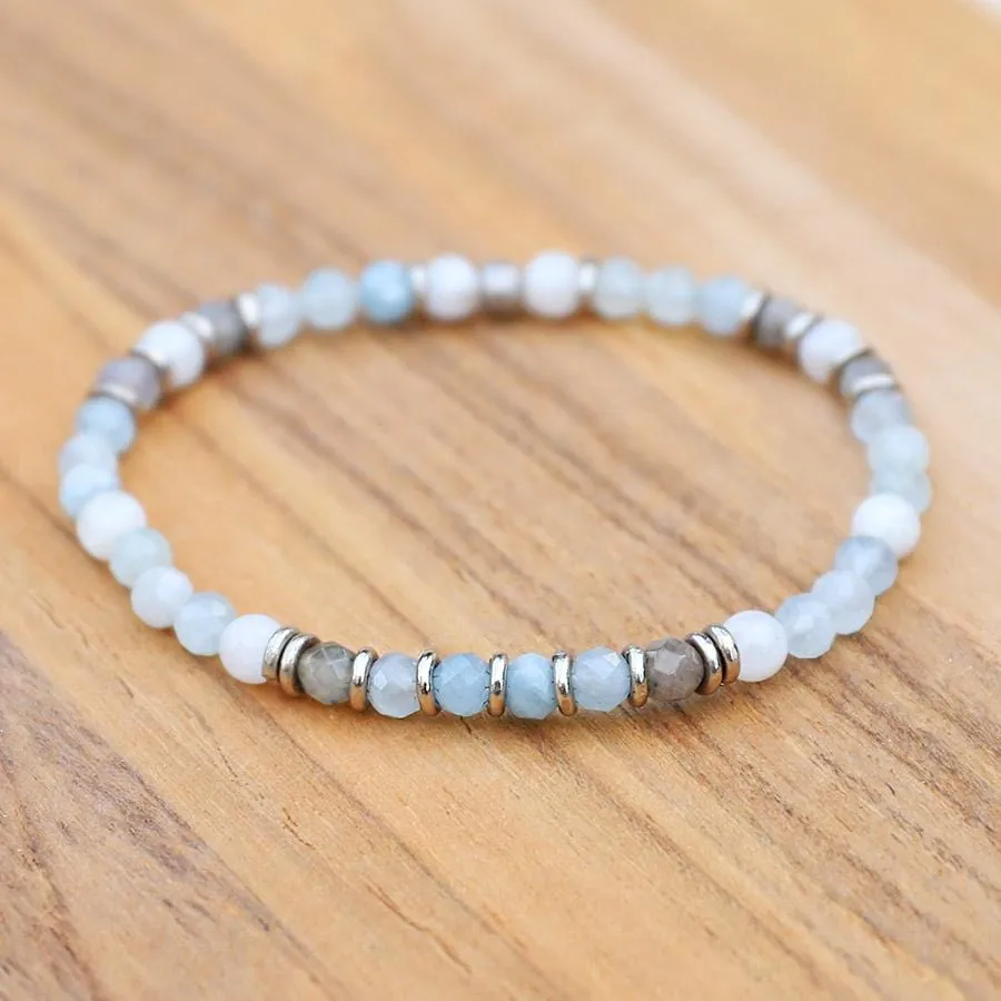 "Communication & Calm" Aquamarine and Moonstone Delicate Bracelet