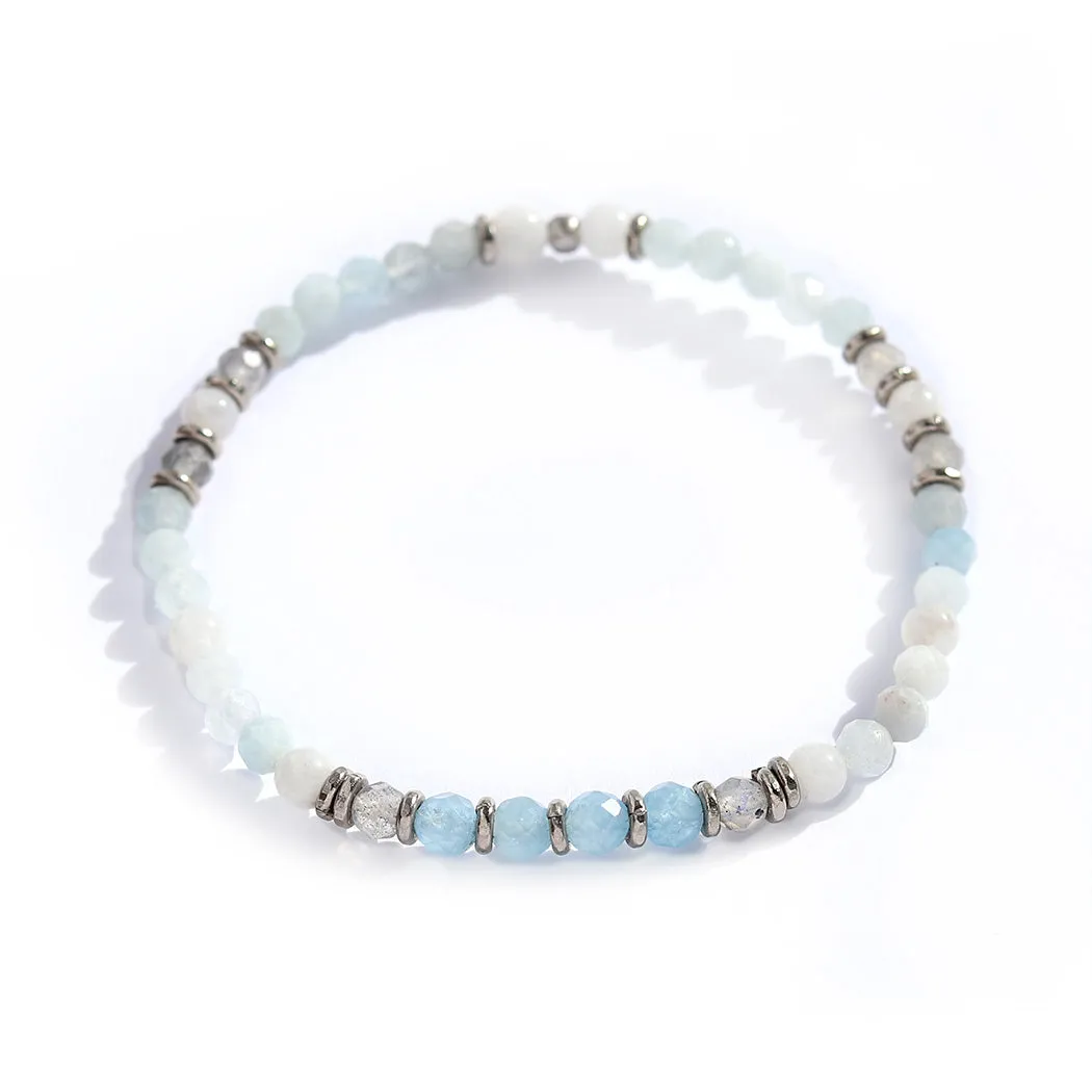 "Communication & Calm" Aquamarine and Moonstone Delicate Bracelet