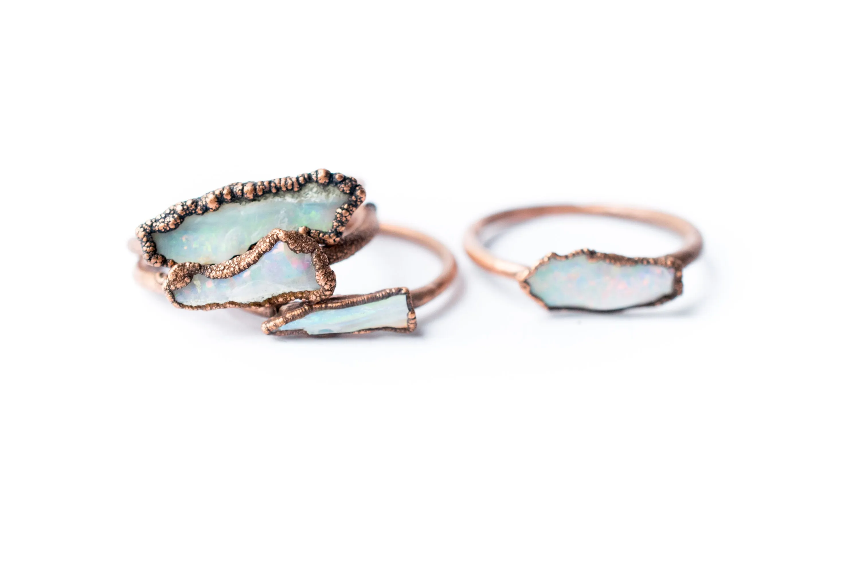 Raw opal bar ring | Rough opal ring