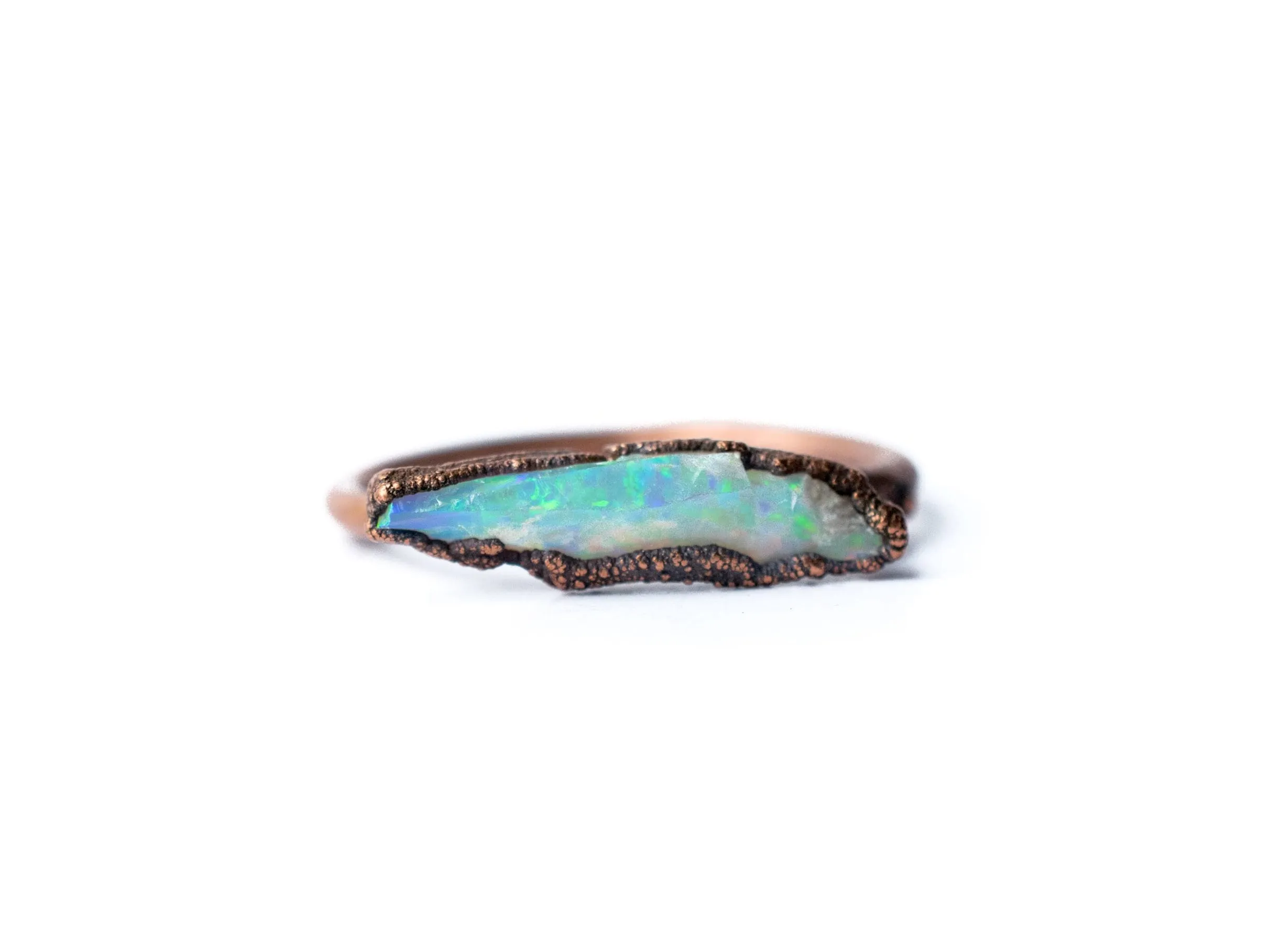 Raw opal bar ring | Rough opal ring