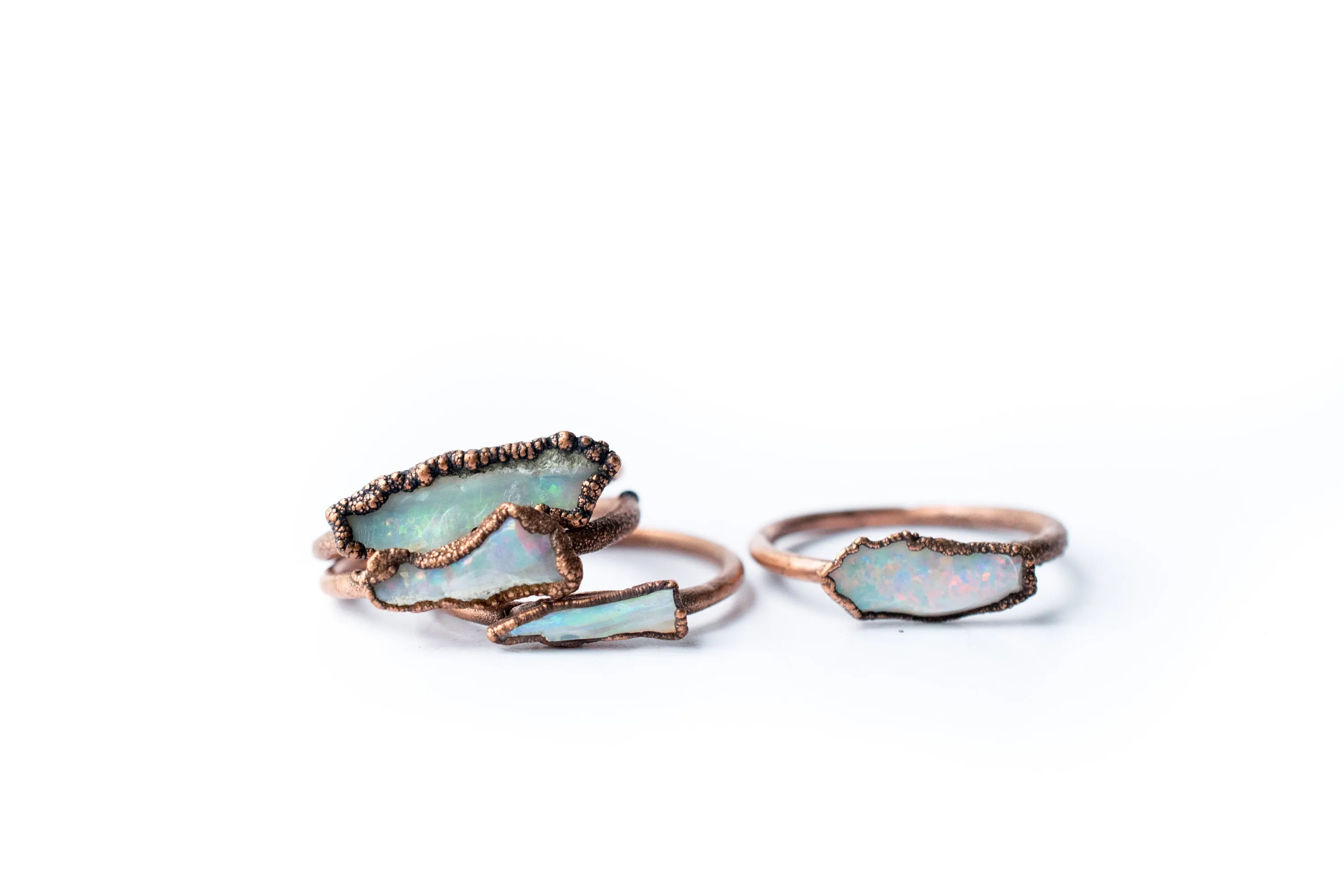 Raw opal bar ring | Rough opal ring