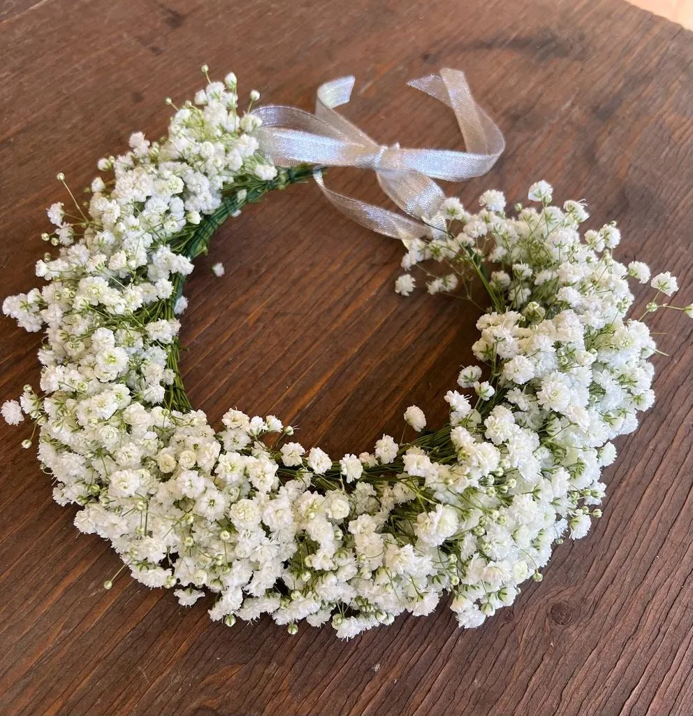 REAL Fresh Baby’s Breath Gypsophila Hair Peace, Flower Girl Crown, Bride, Bridesmaids, Wedding Tiara, Photoshoot