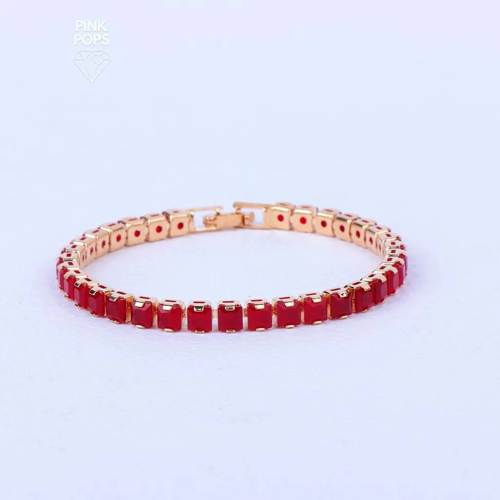 Red  Square Shape Shiny Bracelet