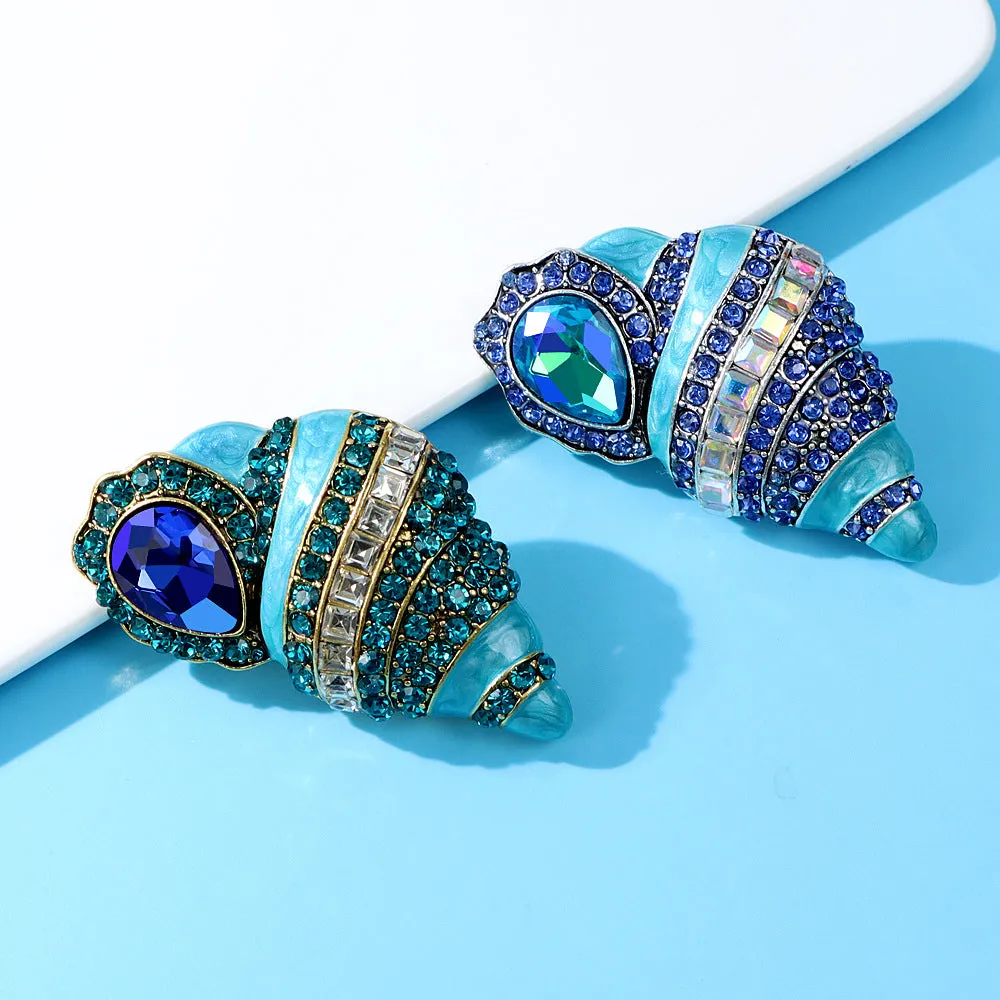 Retro New Style Diamond Inlaid Conch Brooch Huayou Enamel Brooch