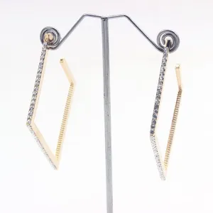 RHINESTONED OPEN END SQUARE EARRINGS