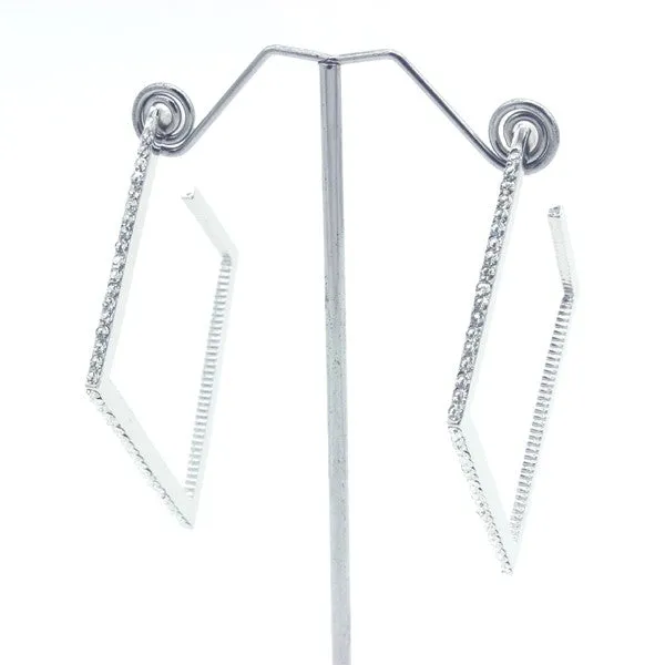 RHINESTONED OPEN END SQUARE EARRINGS