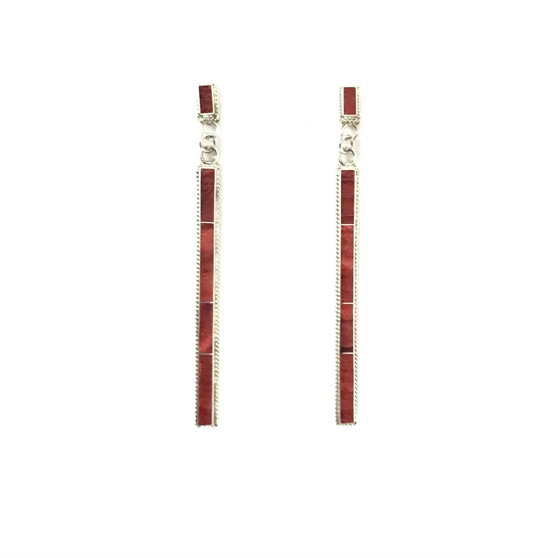 Ricky Booqua Long Channel Inlay Dangle Earrings