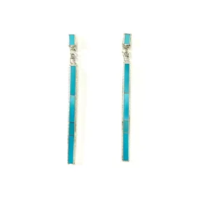 Ricky Booqua Long Channel Inlay Dangle Earrings