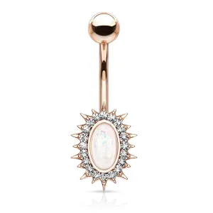 Rose Gold Sunburst Opal Belly Ring