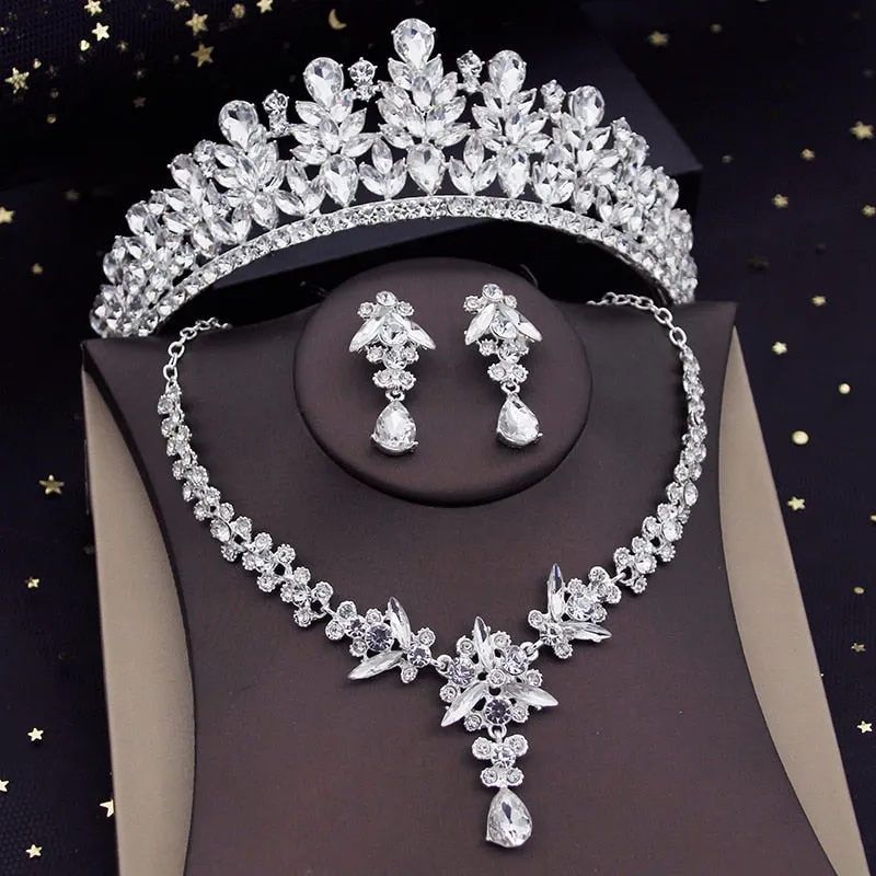 Royal Queen  Jewelry Sets for Women Crown Necklace Earrings Set