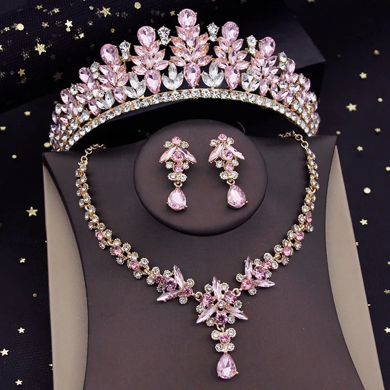 Royal Queen  Jewelry Sets for Women Crown Necklace Earrings Set