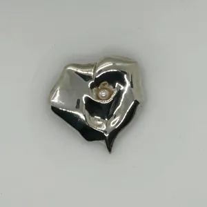 Silver Rose Heart Pin Brooch